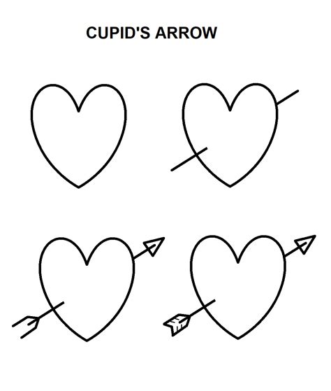 cupid heart drawing|cupid arrow drawing.